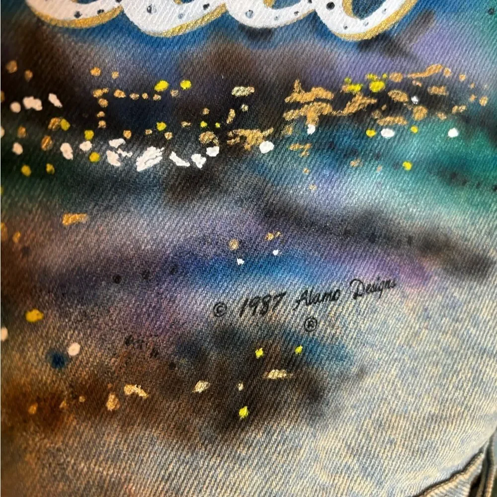 Vintage Tony Alamo Aspen Colorado Airbrushed Denim Jacket Ski Snowflake Western - Picture 8 of 10